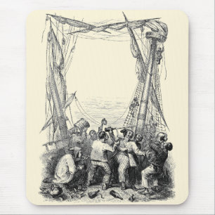 Tapis De Souris Boucanier vintage et navire pirate naufragé