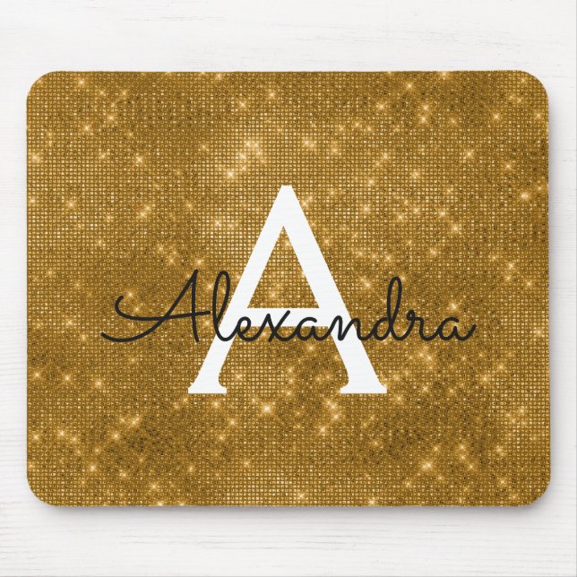 Tapis De Souris Bouche d'or Monogramme moderne Nom Mousepad (Devant)
