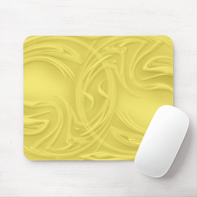 Tapis De Souris Boucles Abstraites D'Oeuvre Sur Jaune (Avec souris)