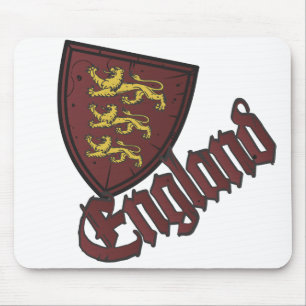 Tapis De Souris Bouclier en bois aux trois lions d'Angleterre
