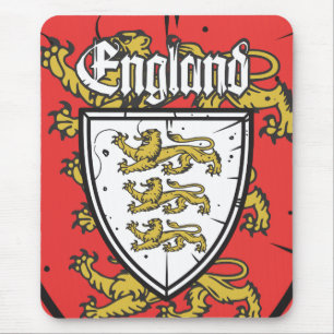 Tapis De Souris Bouclier en bois des Trois Lions d'Angleterre
