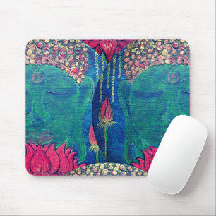 Tapis De Souris Bouddha Lotus méditation verte Bouddhisme Souris