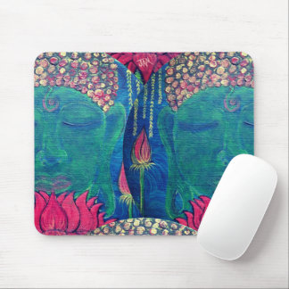 Tapis De Souris Bouddha Lotus méditation verte Bouddhisme Souris