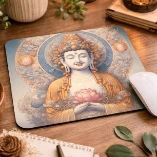 Tapis De Souris Bouddha paisible dans des couleurs pastel douces