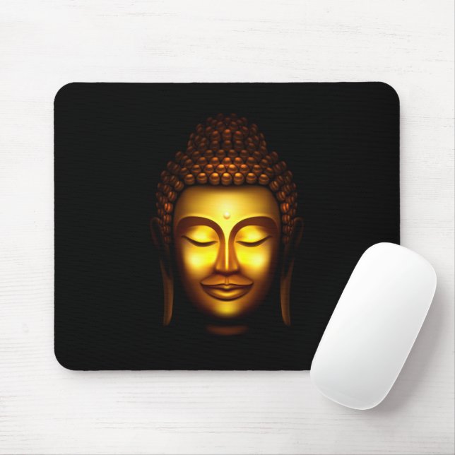 Tapis De Souris Bouddha souriant or et noir (Avec souris)