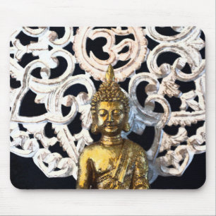 Tapis De Souris Bouddha Terre d'Or OM Aum Mantra Ajna Méditation