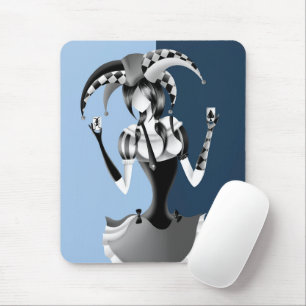 Tapis De Souris Bouffon Excentrique tenant deux Cartes à Jouer
