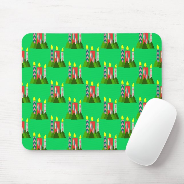 Tapis De Souris Bougies de Noël (Avec souris)