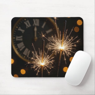 Tapis De Souris Bougies du Nouvel An et Horloge de Minuit