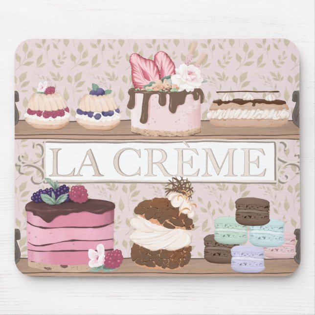 Tapis De Souris Boulangerie Française Pâtisseries Macarons Tortes (Devant)