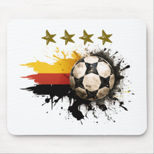 Tapis De Souris Boule de football avec drapeau allemand et quatre
