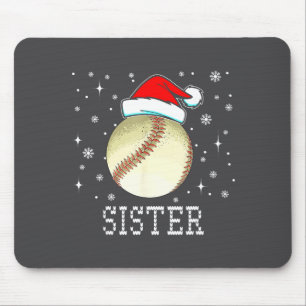 Tapis De Souris Boule de Noël Soeur Baseball Xmas Chapeau Santa En