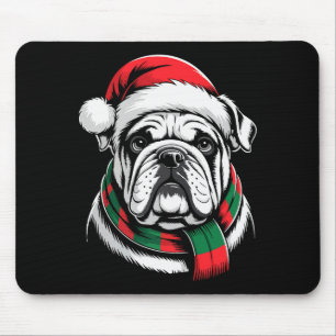 Tapis De Souris Bouledogue anglais chapeau de Père Noël F costume