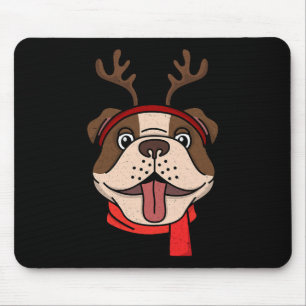 Tapis De Souris Bouledogue anglais Noël Renne Antilopes Noël