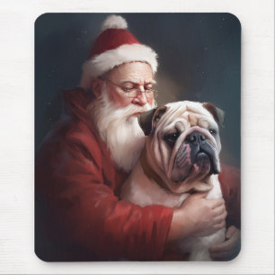 Tapis De Souris Bouledogue avec le Père Noël Festif de Noël