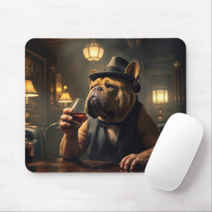 Tapis De Souris Bouledogue buvant dans un speakeasy des années 192