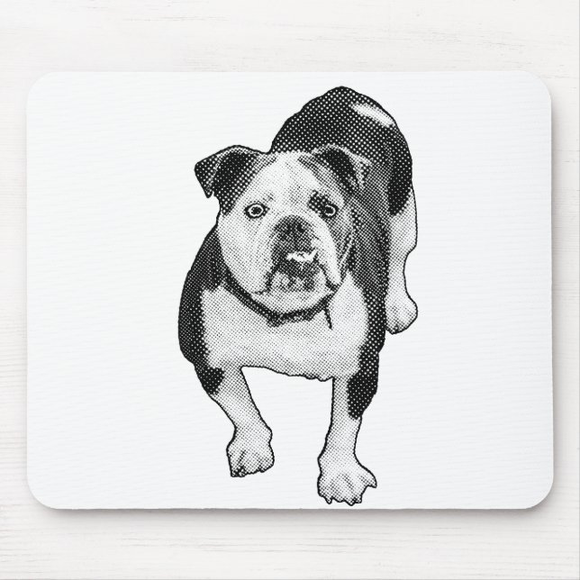 Tapis De Souris Bouledogue concentré, accent de bureau à points (Devant)