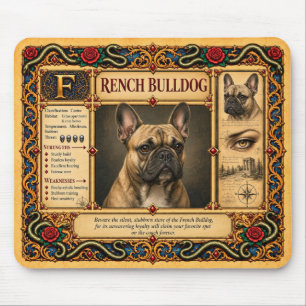 Tapis De Souris Bouledogue Français, Art de Bestiaire Médiéval
