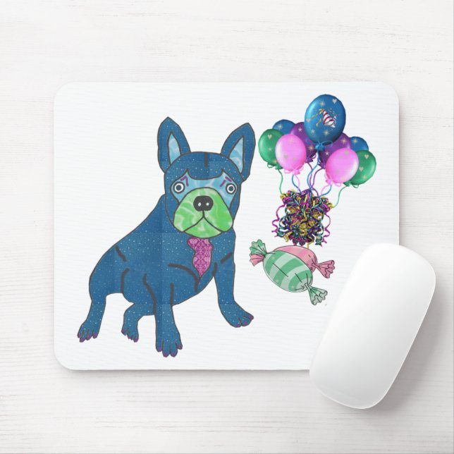 Tapis de souris Bouledogue français avec ballons d (Avec souris)
