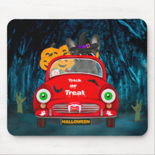 Tapis De Souris Bouledogue français conduisant une voiture effraya