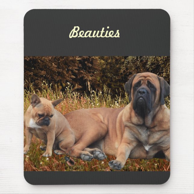 Tapis De Souris Bouledogue français et Mastiff amis (Devant)