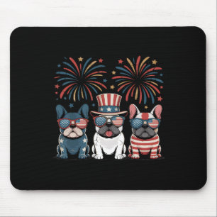 Tapis De Souris Bouledogue Français États-Unis Drapeau Américain F