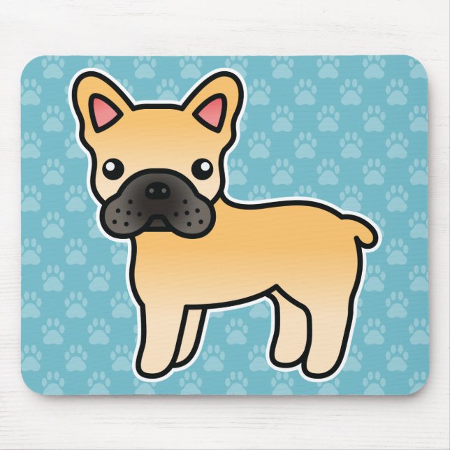 Tapis De Souris Bouledogue français fauve de dessin animé (Devant)