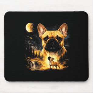 Tapis De Souris Bouledogue français hurlant à la lune vintage 90s