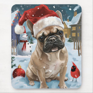 Tapis De Souris Bouledogue français Noël Merveilleux Joyeux Noël