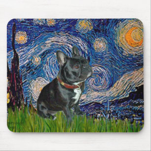 Tapis De Souris Bouledogue français (noir 11) - Nuit étoilée