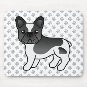 Tapis De Souris Bouledogue français noir et blanc Chien de dessin