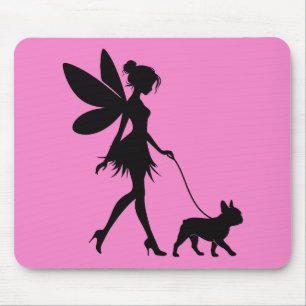 Tapis De Souris Bouledogue français promenant une fée 
