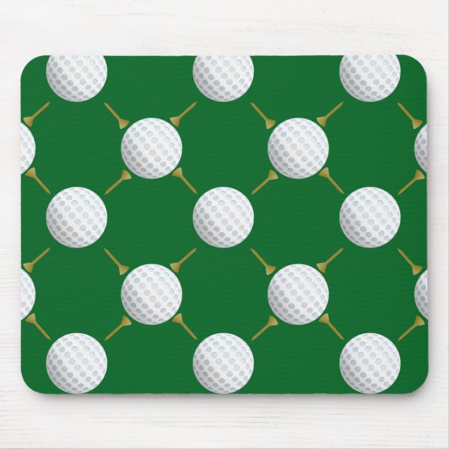 Tapis De Souris Boules de golf et Tee - shirts sur Green (Devant)