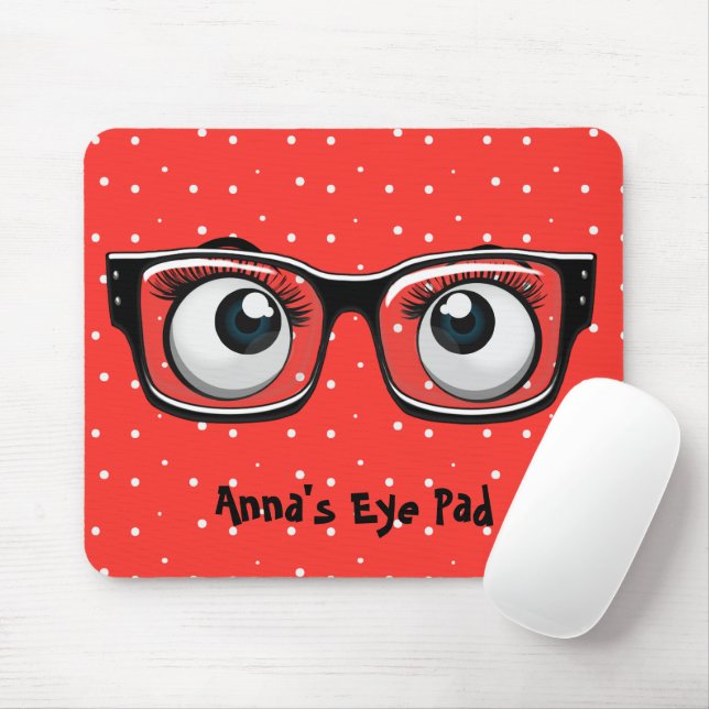 Tapis De Souris Boules d'yeux et de lunettes sur la souris Pois (Avec souris)