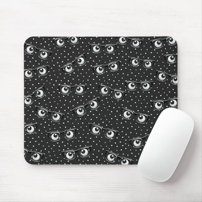 Tapis De Souris Boules d'yeux et lunettes sur Pois (Avec souris)