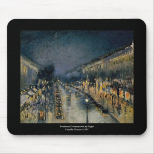 Tapis De Souris Boulevarde Montmartre à la nuit ~ Camille Pissarro