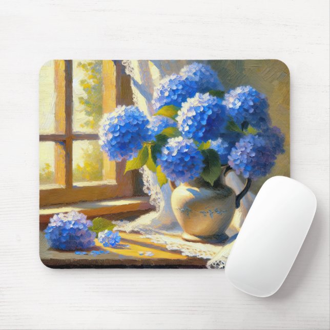 Tapis De Souris Bouquet Blue Hydrangea (Avec souris)