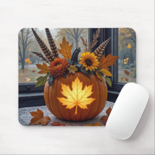 Tapis De Souris Bouquet d'automne dans un Citrouille orange
