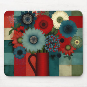 Tapis De Souris Bouquet de Bleuet Patchwork de Ferme