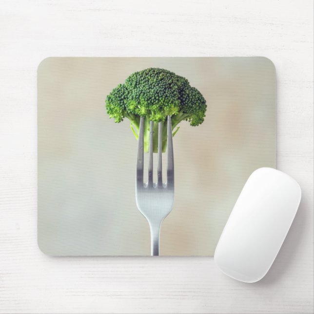 Tapis De Souris Bouquet de brocoli sur une fourchette (Avec souris)