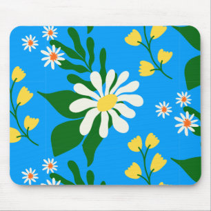 Tapis De Souris Bouquet de fleurs d'été en bleu