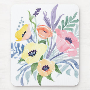 Tapis De Souris Bouquet de fleurs printanières Aquarelle florale
