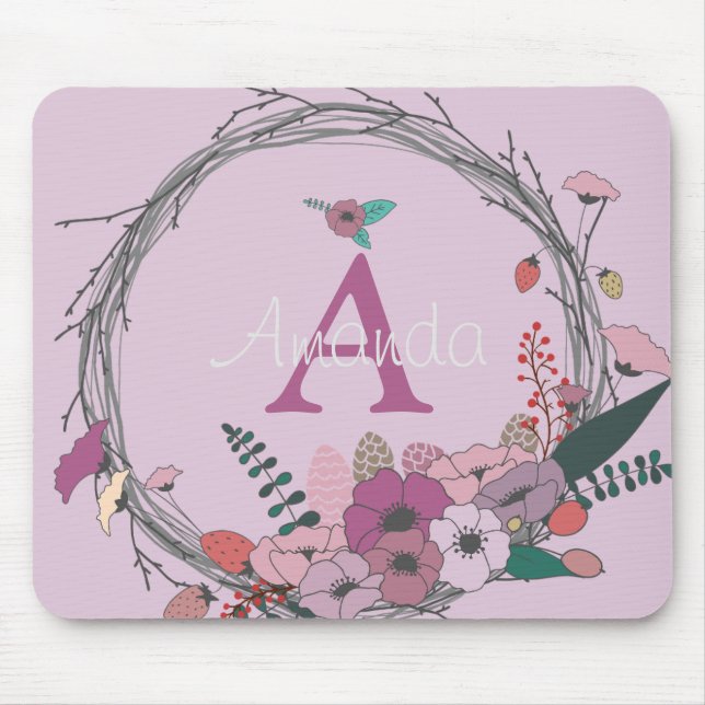 Tapis De Souris Bouquet de fleurs rose (Devant)