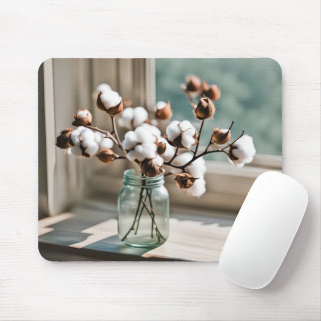 Tapis De Souris Bouquet de la branche Plante de coton (Avec souris)