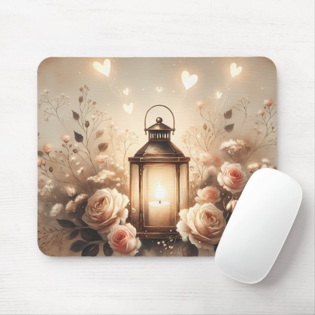 Tapis De Souris Bouquet de lanterne rose Glow (Avec souris)