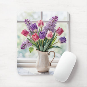Tapis De Souris Bouquet de lilas et tulipes printaniers