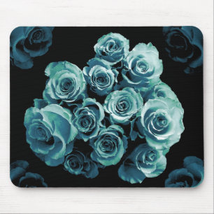 Tapis De Souris Bouquet de rose de BLEU de TURQUOISE
