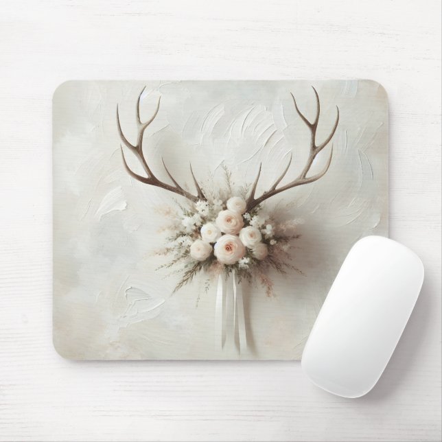 Tapis De Souris Bouquet et Antlers de cerfs (Avec souris)