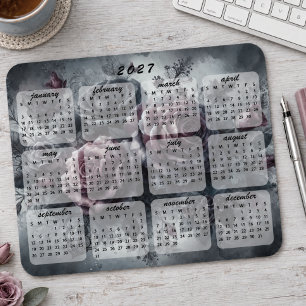 Tapis De Souris Bouquet Floral de Style Gothique Classique Calendr