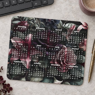 Tapis De Souris Bouquet Floral de Style Gothique Classique Calendr